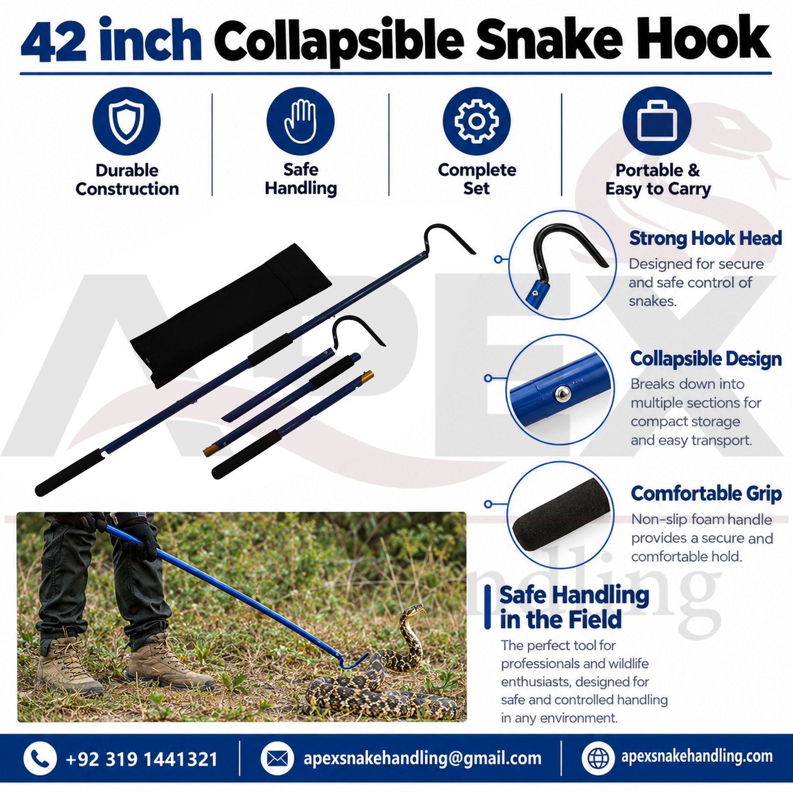 Untitled-1 Collapsible Snake Hook with Bag - Image 1